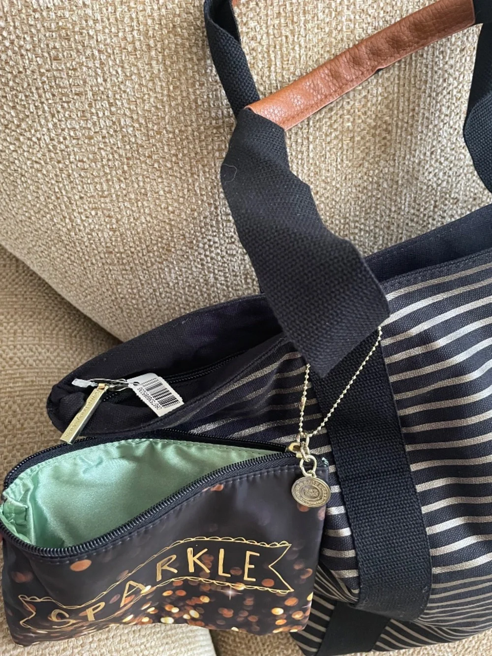 Bath&Body Works New Sparkle Black Tote/Attached Mini Bag